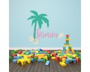   Name Beach Wall Decal - Palm Tree Wall Decal - Surfer Girl Name Decal